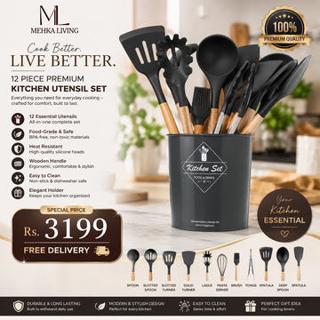 10-Piece Stainless Steel Kitchen Set with Wooden Handles