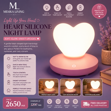 USB Rechargeable Heart Night Light Pink