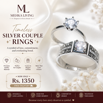 Silver Plated Crystal Couple Rings Set of 2 Adjustable