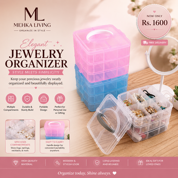 Stackable Jewelry Box Clear Compartment White Plastic