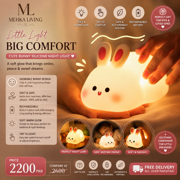 Rechargeable Silicone Bunny Night Light Off White