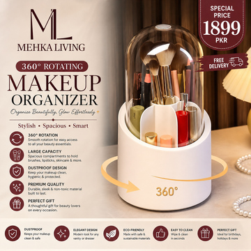 360 Degree Makeup Brush Organizer White ABS