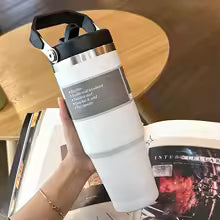 600/890ML Stainless Steel Thermos Mug With Straw Keeps Cold and Heat Thermal Mug Car Insulated Flask Water Tumbler for Outdoor